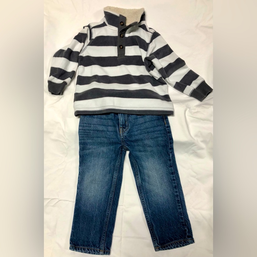OshKosh B’gosh regular cut size 2T jeans, Carters soft fleece pullover 2T